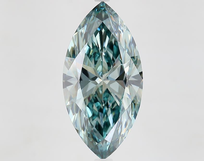 6.01 Ct. Fancy Vivid Bluish Green Marquise Lab Grown Diamond