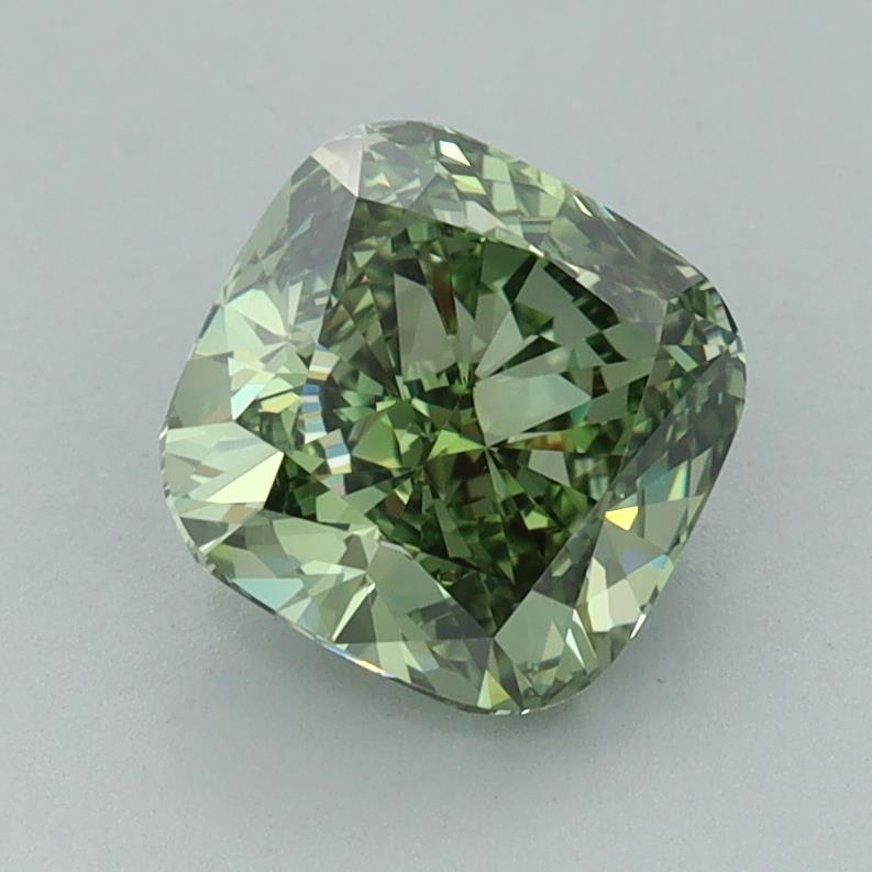1.66 Ct. Fancy Vivid Green Cushion Lab Grown Diamond