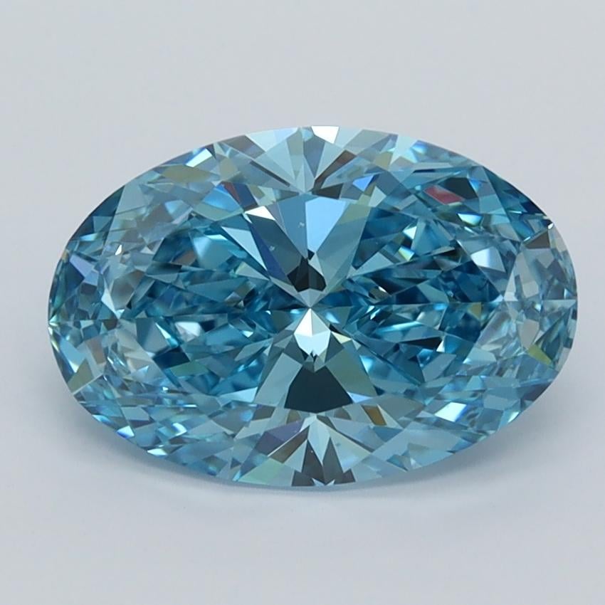 2.02 Ct. Fancy Vivid  Blue Oval Lab Grown Diamond