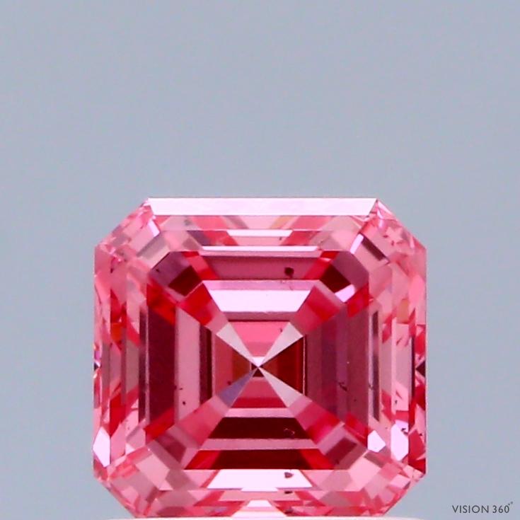 1.01 Ct. Fancy Vivid Pink Asscher Lab Grown Diamond