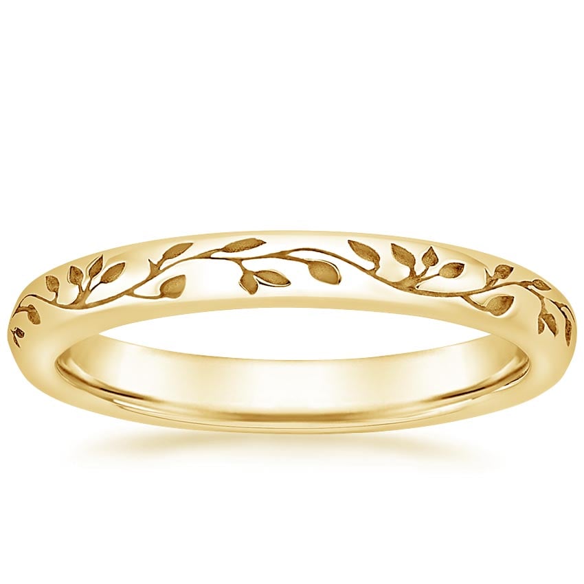 Yellow Gold Verdure Engraved Ring