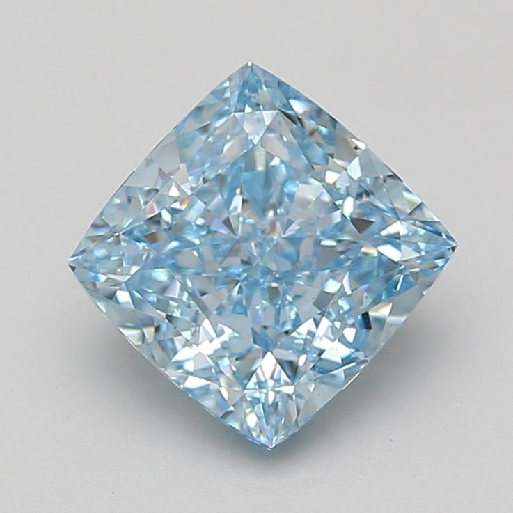 3.06 Ct. Fancy Vivid Blue Cushion Lab Grown Diamond