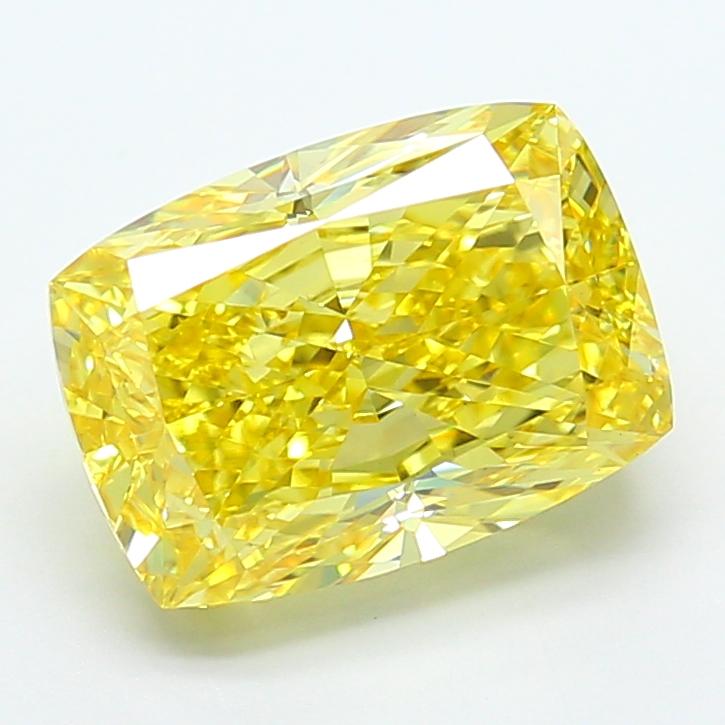 5.02 Ct. Fancy Vivid  Yellow Cushion Lab Grown Diamond