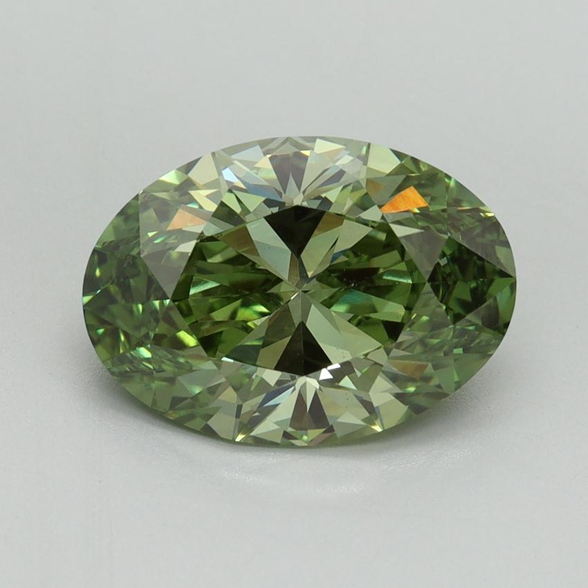 3.00 Ct. Fancy Vivid Green Oval Lab Grown Diamond