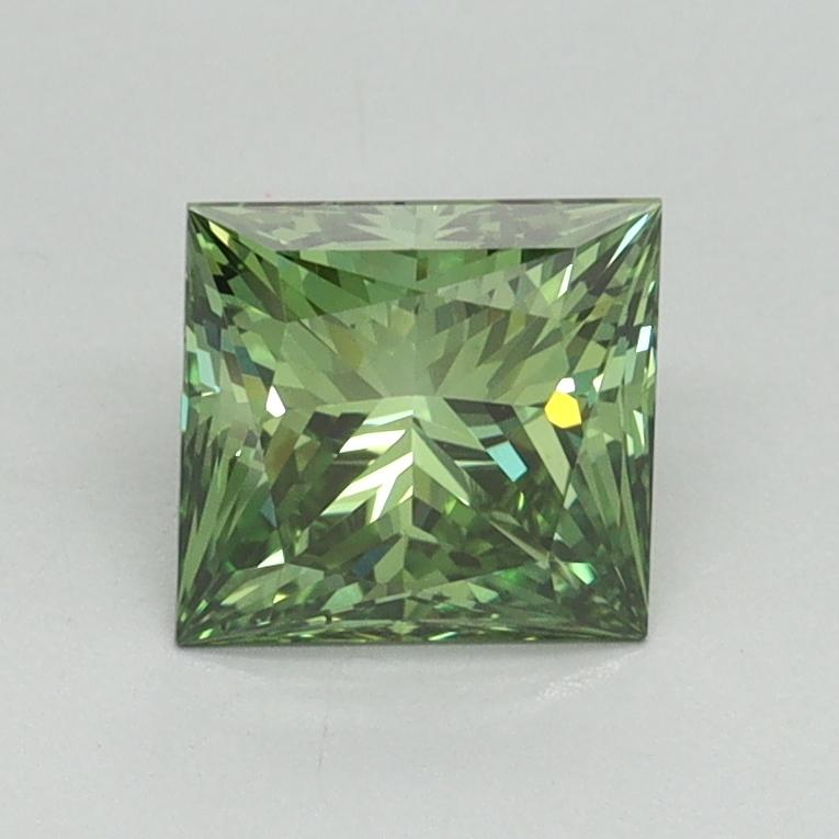 1.15 Ct. Fancy Vivid Green Princess Lab Grown Diamond