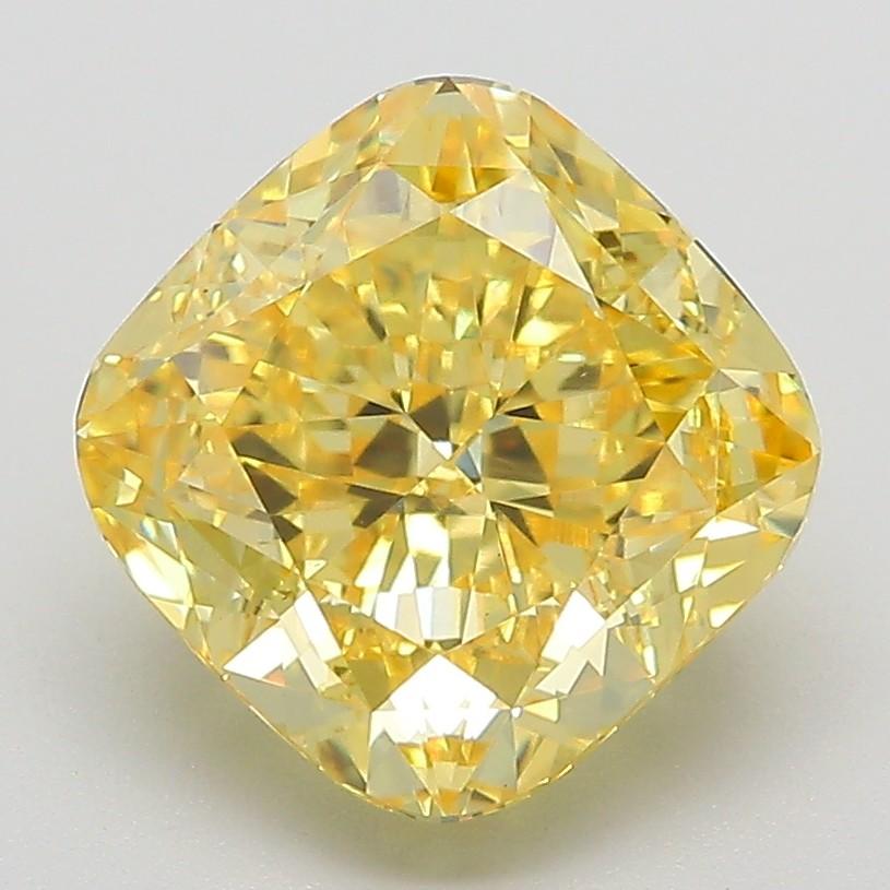 3.56 Ct. Fancy Vivid Yellow Cushion Lab Grown Diamond