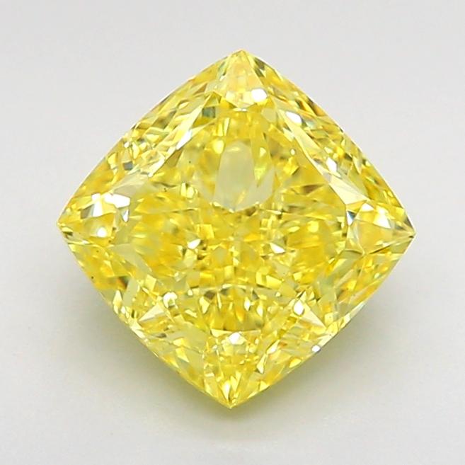 2.02 Ct. Fancy Vivid  Yellow Cushion Lab Grown Diamond