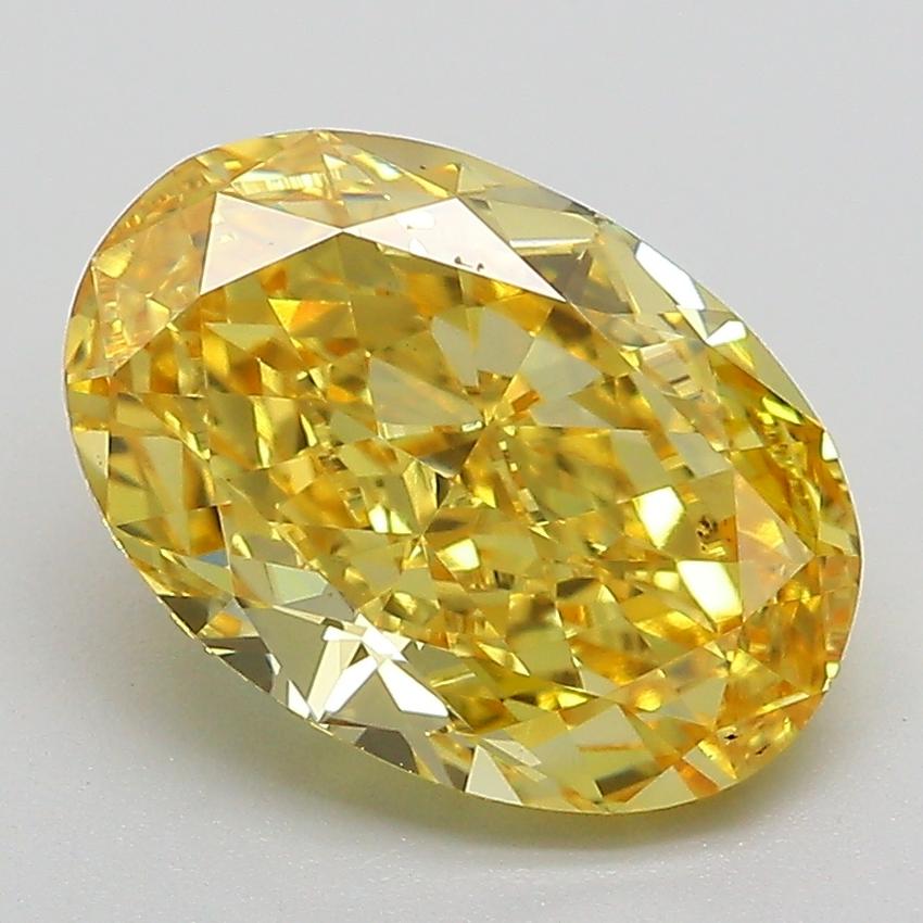 2.96 Ct. Fancy Vivid  Yellow Oval Lab Grown Diamond