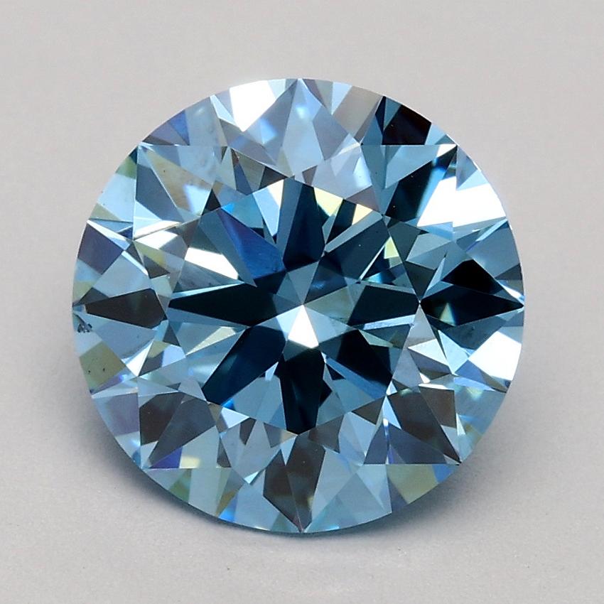 2.06 Ct. Fancy Intense Blue Round Lab Grown Diamond