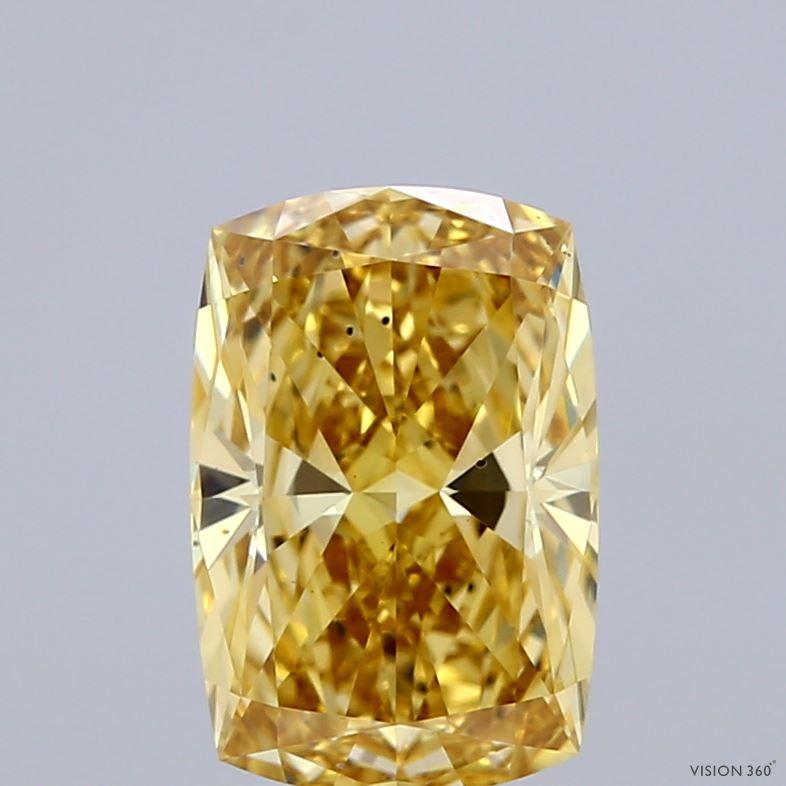 2.04 Ct. Fancy Intense Yellow Cushion Lab Grown Diamond