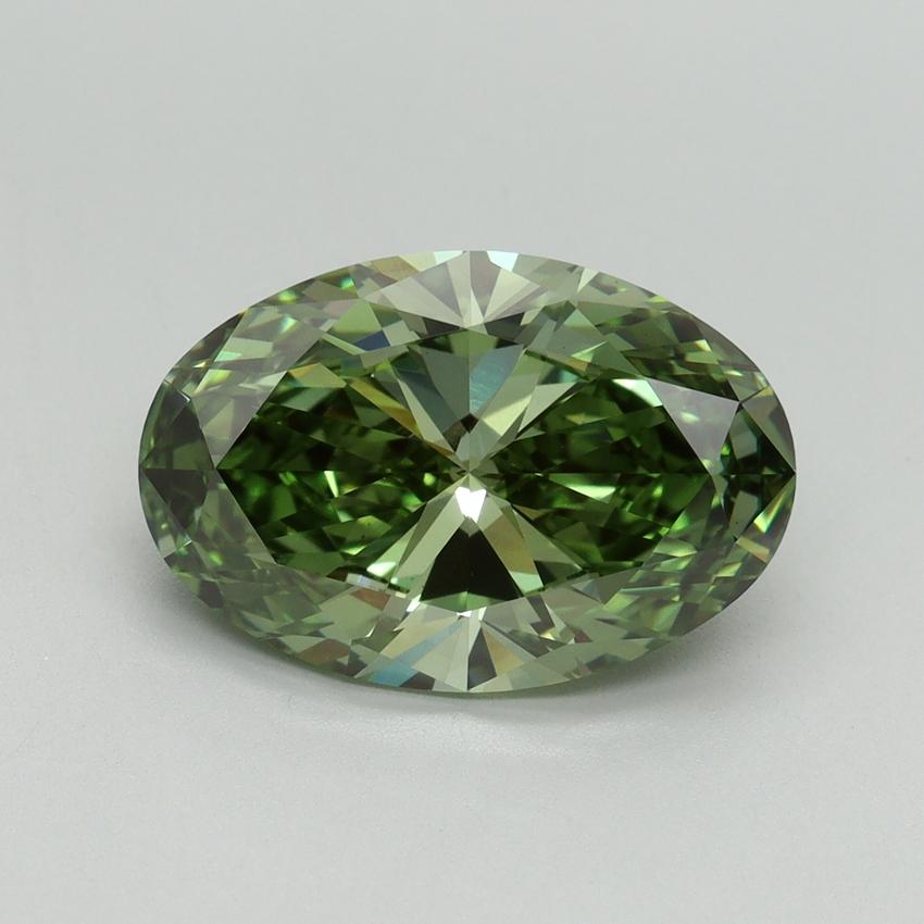 4.14 Ct. Fancy Vivid Green Oval Lab Grown Diamond