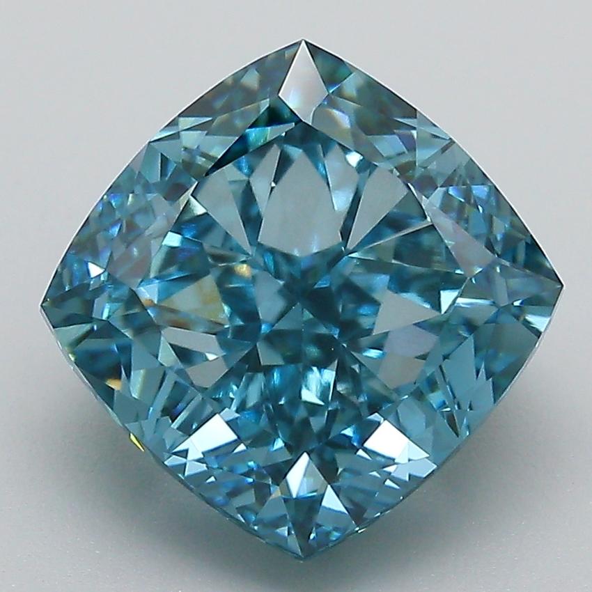 5.62 Ct. Fancy Vivid Blue Cushion Lab Grown Diamond