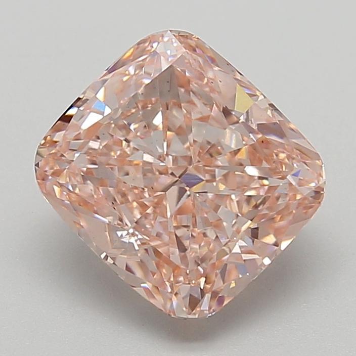 4.06 Ct. Fancy Vivid  Pink Cushion Lab Grown Diamond