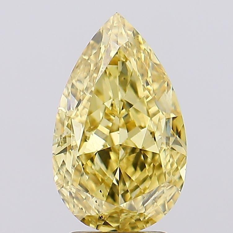 3.68 Ct. Fancy Vivid  Yellow Pear Lab Grown Diamond