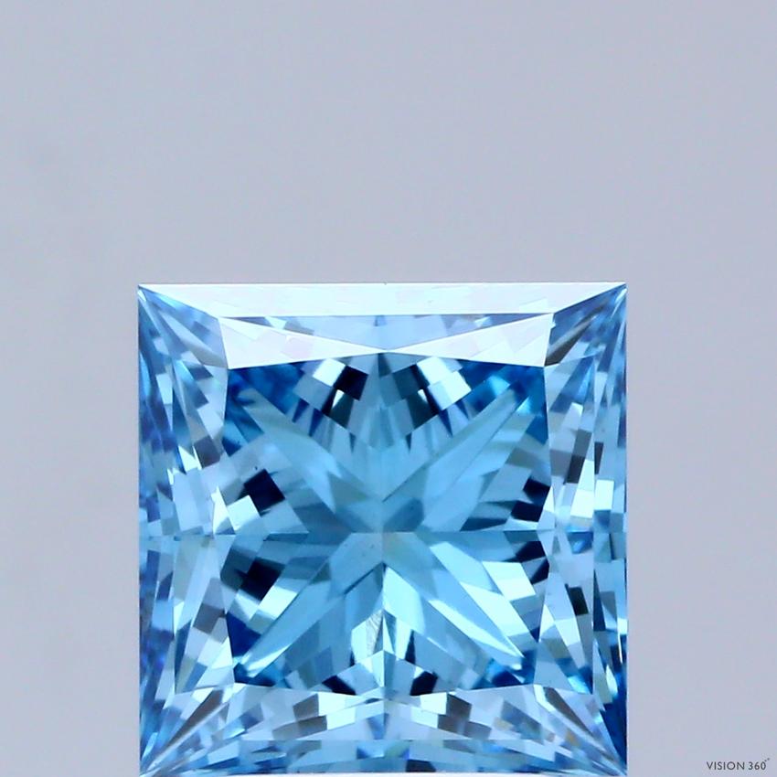 3.04 Ct. Fancy Vivid Blue Princess Lab Grown Diamond