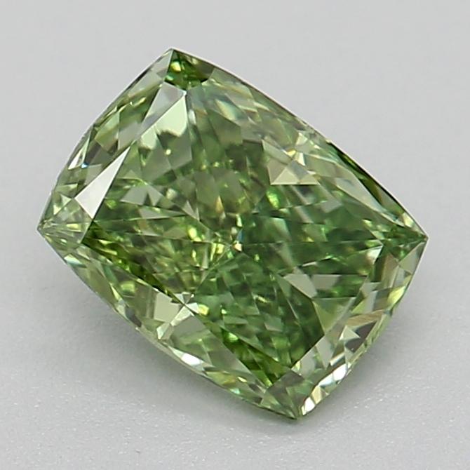 0.53 Ct. Fancy Vivid  Green Cushion Lab Grown Diamond