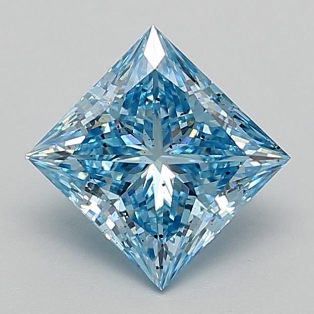2.01 Ct. Fancy Vivid  Blue Princess Lab Grown Diamond