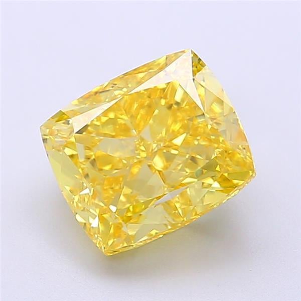 2.68 Ct. Fancy Vivid  Yellow Cushion Lab Grown Diamond