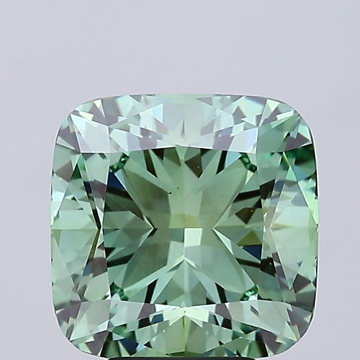 5.08 Ct. Fancy Vivid Green Cushion Lab Grown Diamond