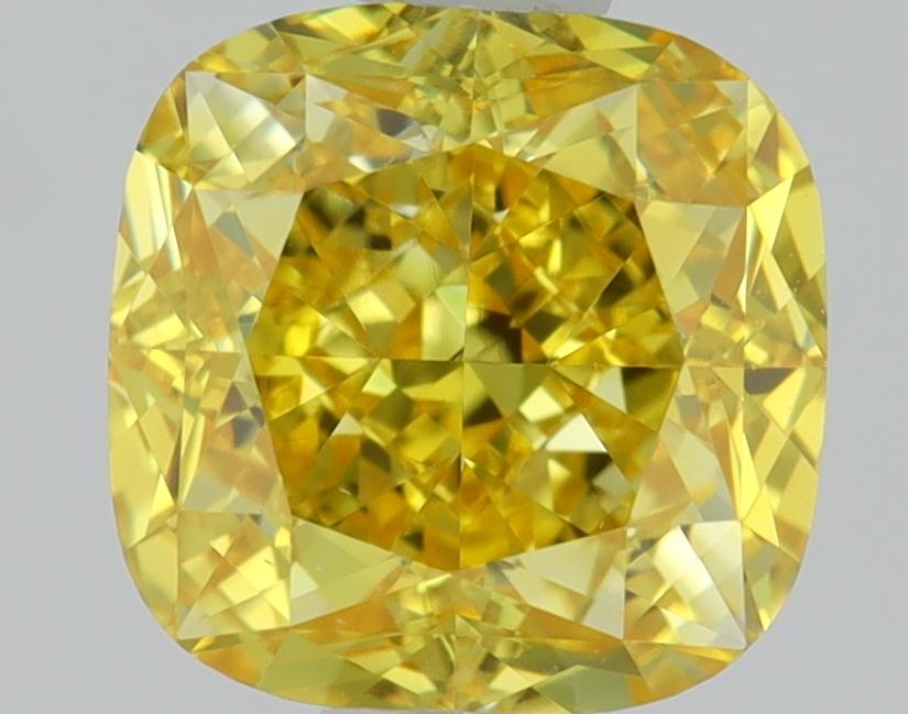 1.02 Ct. Fancy Vivid Yellow Cushion Lab Grown Diamond