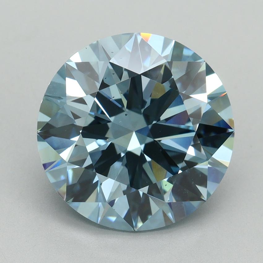 6.02 Ct. Fancy Vivid Blue Round Lab Grown Diamond