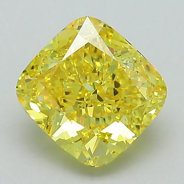 2.13 Ct. Fancy Vivid Yellow Cushion Lab Grown Diamond