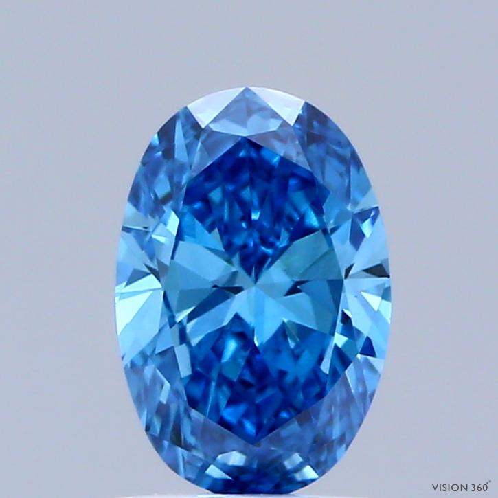 0.65 Ct. Fancy Vivid Blue Oval Lab Grown Diamond