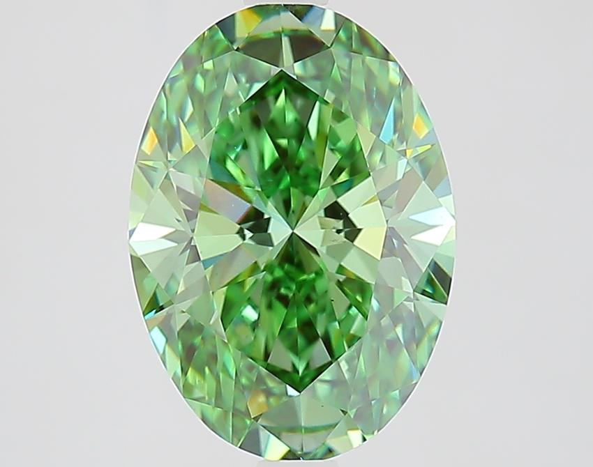 3.03 Ct. Fancy Vivid Green Oval Lab Grown Diamond