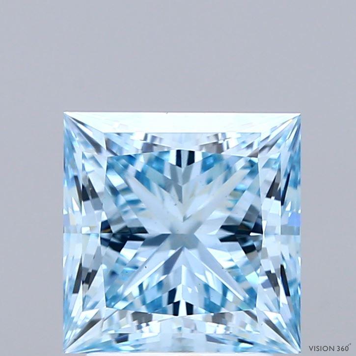 2.74 Ct. Fancy Vivid Blue Princess Lab Grown Diamond