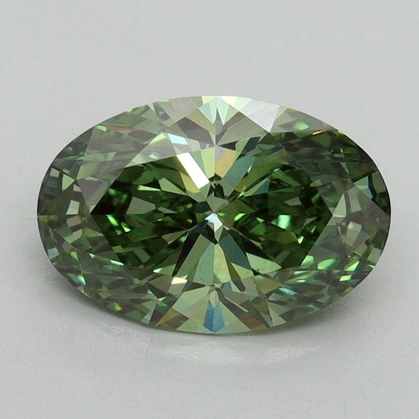 2.00 Ct. Fancy Vivid Green Oval Lab Grown Diamond