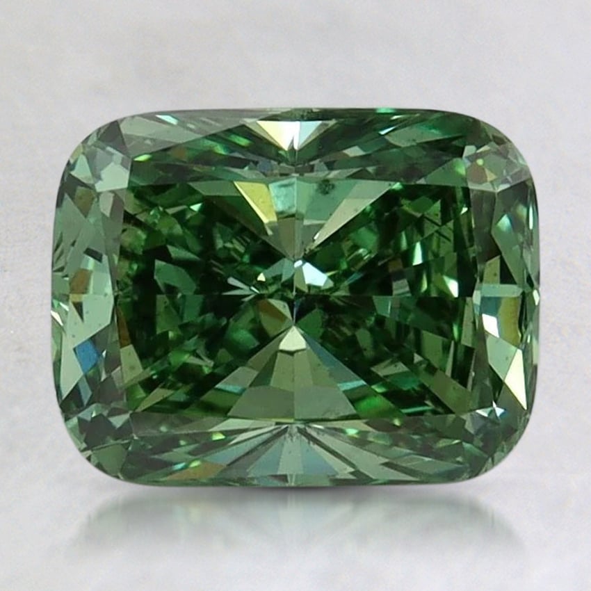2.01 Ct. Fancy Vivid Green Cushion Lab Grown Diamond