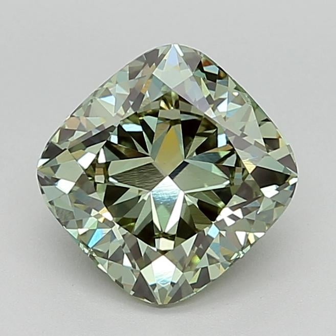 2.77 Ct. Fancy Vivid  Green Cushion Lab Grown Diamond
