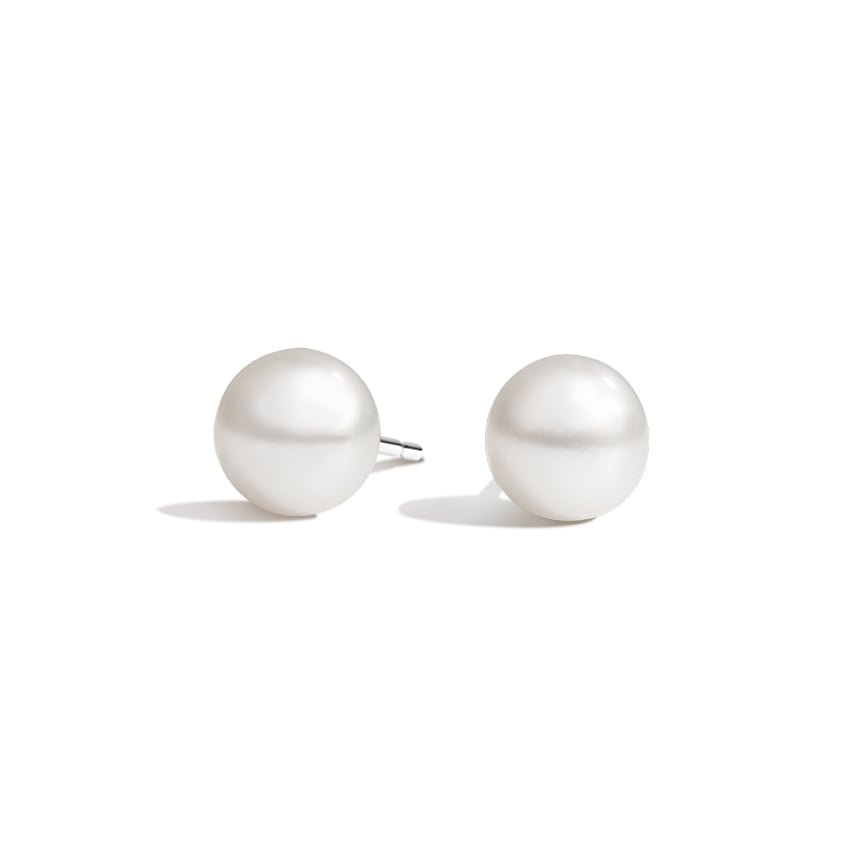 Freshwater Cultured White Pearl Earrings for Women 8mm Genuinely Handcrafted by Handmade Studio 