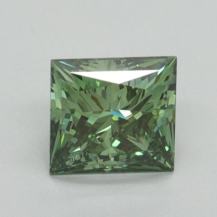 0.91 Ct. Fancy Vivid Green Princess Lab Grown Diamond