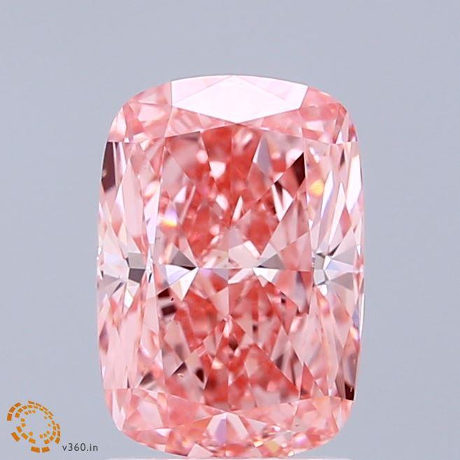 2.03 Ct. Fancy Vivid  Pink Cushion Lab Grown Diamond