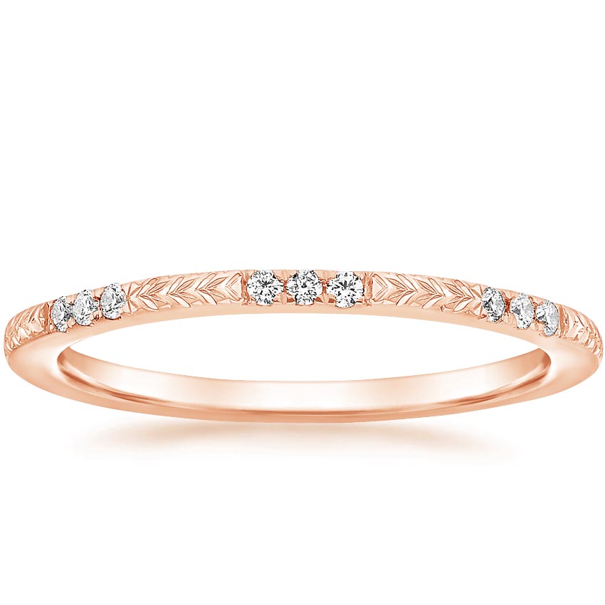 14K Rose Gold Laurel Diamond Ring, large top view