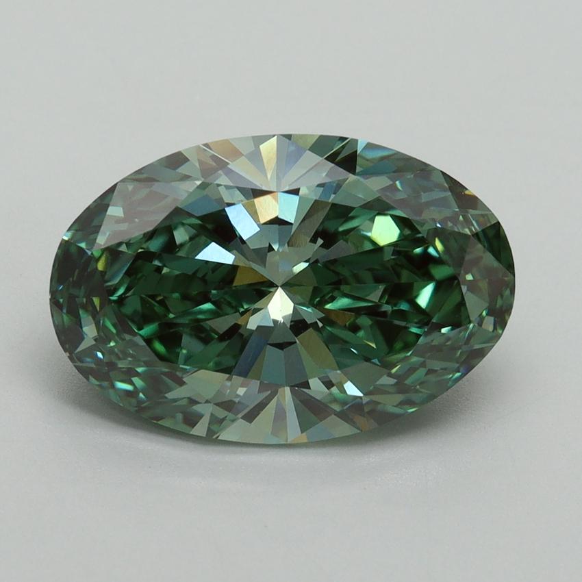 4.10 Ct. Fancy Vivid Green Oval Lab Grown Diamond