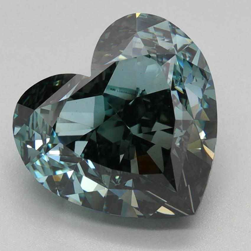 3.09 Ct. Fancy Intense Blue Green Heart Lab Grown Diamond