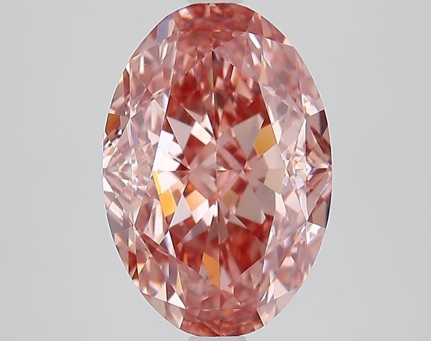 5.29 Ct. Fancy Vivid Brownish Pink Oval Lab Grown Diamond