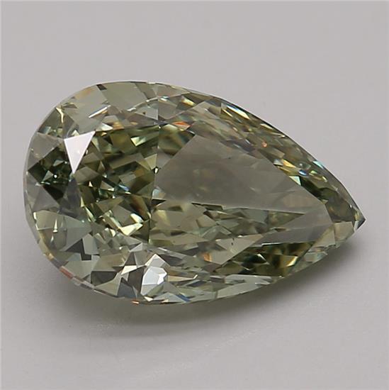 3.42 Ct. Fancy Vivid Green Pear Lab Grown Diamond
