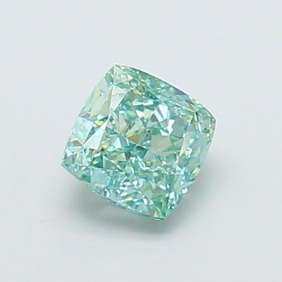 0.80 Ct. Fancy Vivid Bluish Green Cushion Lab Grown Diamond