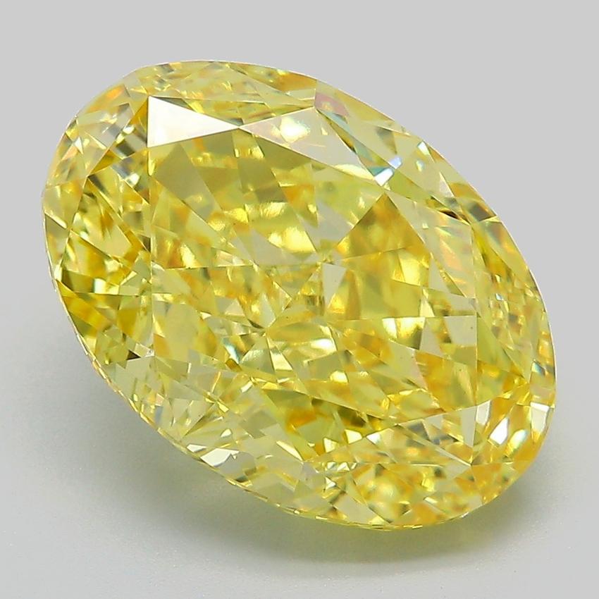7.66 Ct. Fancy Vivid Yellow Oval Lab Grown Diamond