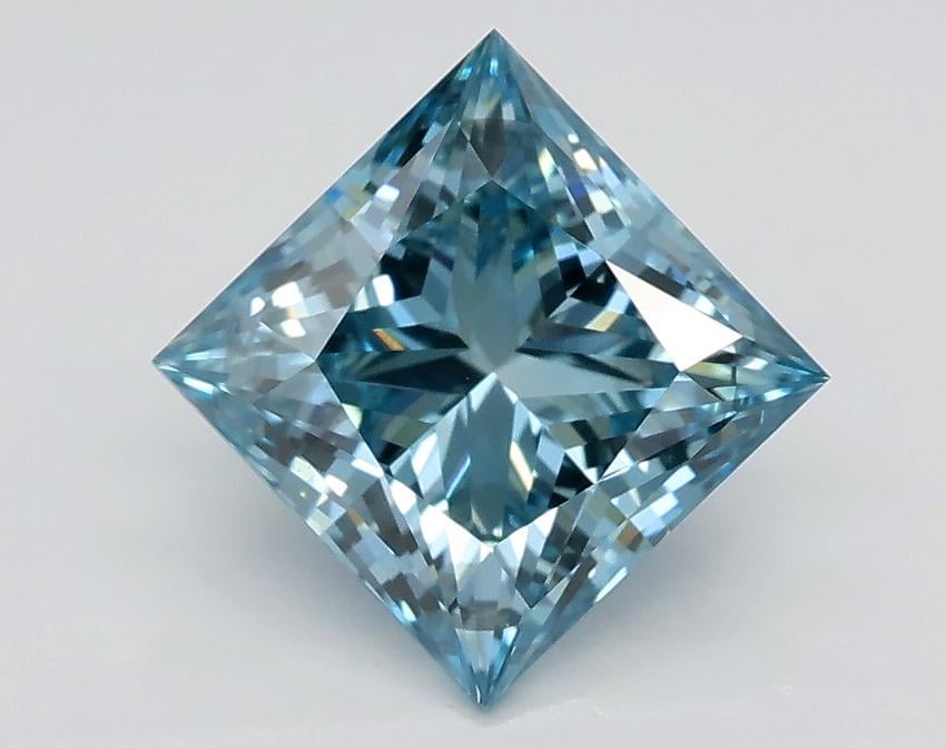 2.01 Ct. Fancy Intense Greenish Blue Princess Lab Grown Diamond