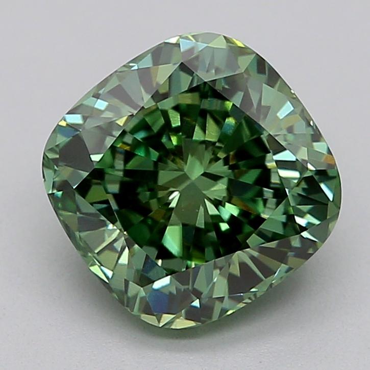 1.80 Ct. Fancy Vivid  Green Cushion Lab Grown Diamond