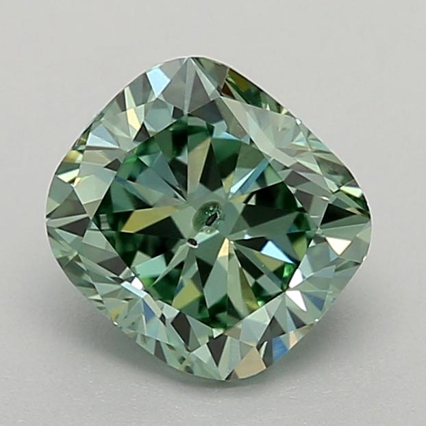 0.94 Ct. Fancy Vivid  Green Cushion Lab Grown Diamond