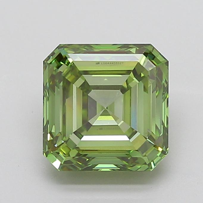 5.01 Ct. Fancy Vivid  Green Asscher Lab Grown Diamond