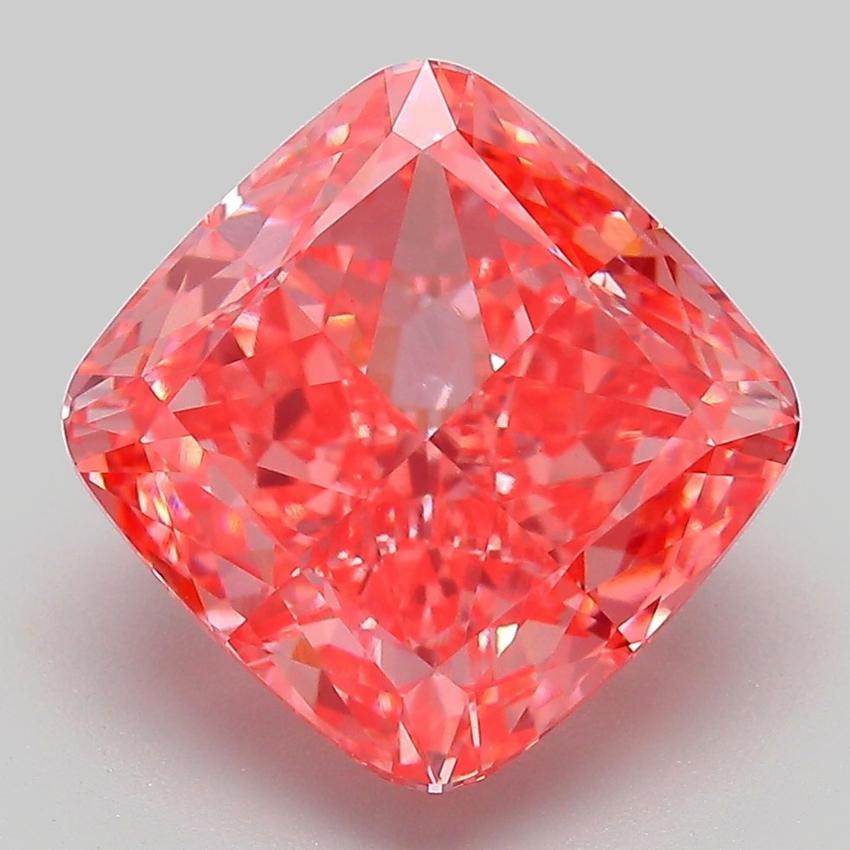 6.04 Ct. Fancy Vivid Pink Cushion Lab Grown Diamond
