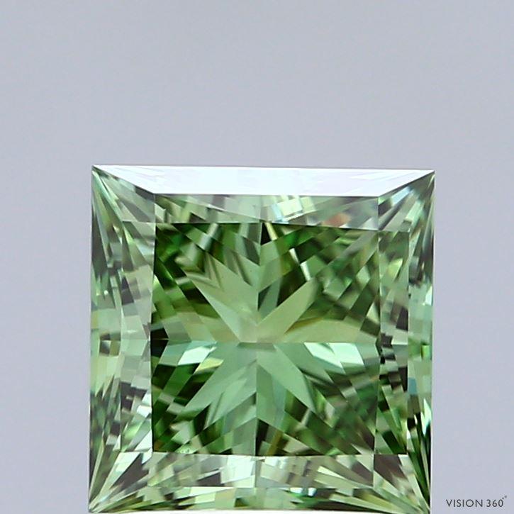 2.47 Ct. Fancy Vivid Green Princess Lab Grown Diamond