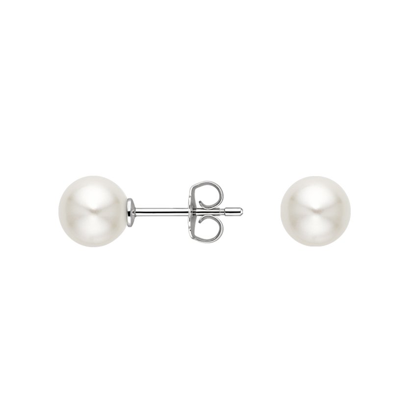 Premium Akoya Cultured Pearl Stud Earrings (5mm) in Silver