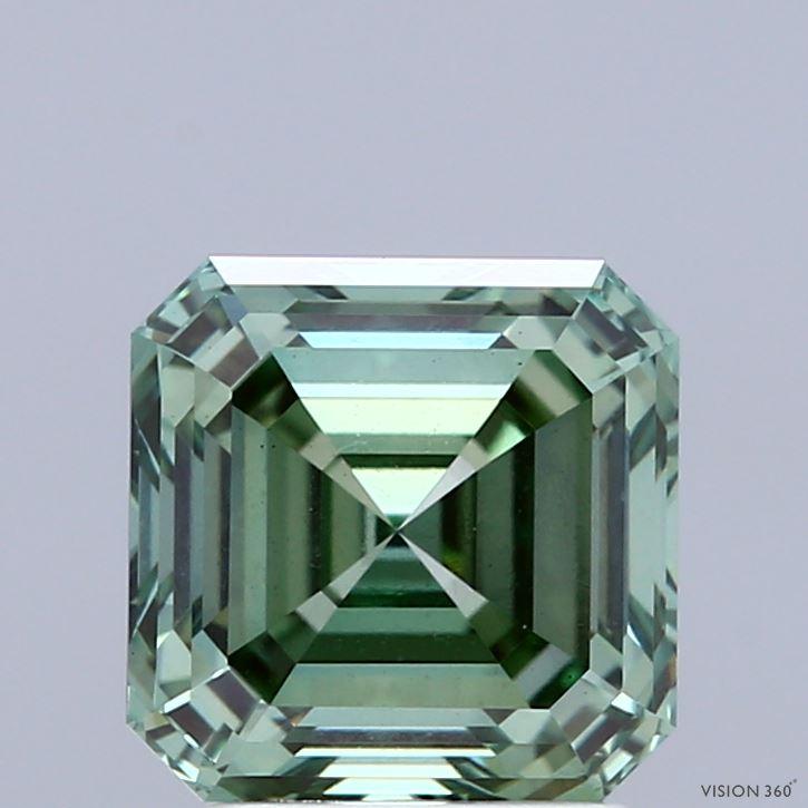 2.74 Ct. Fancy Vivid Green Asscher Lab Grown Diamond